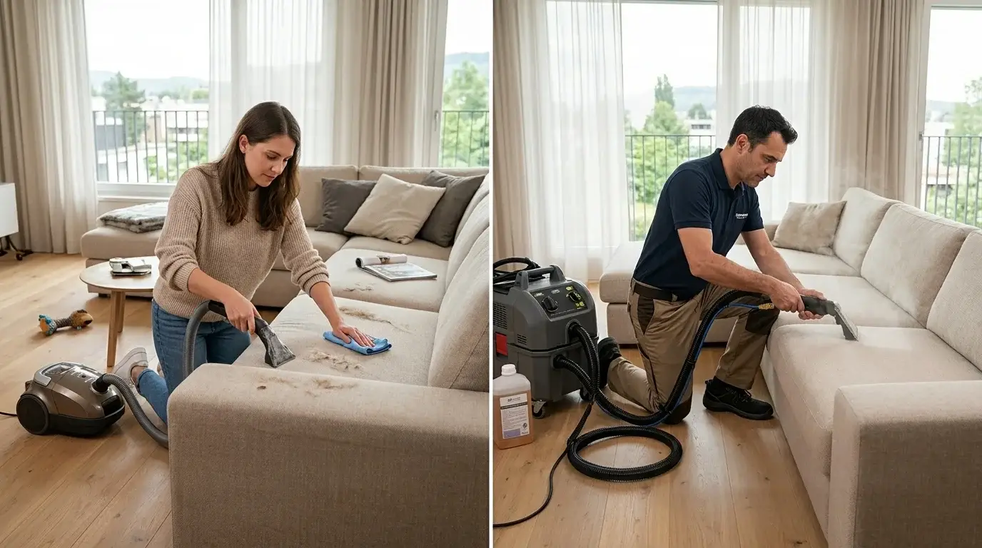 Sofa reinigen lassen oder selber machen im direkten Vergleich